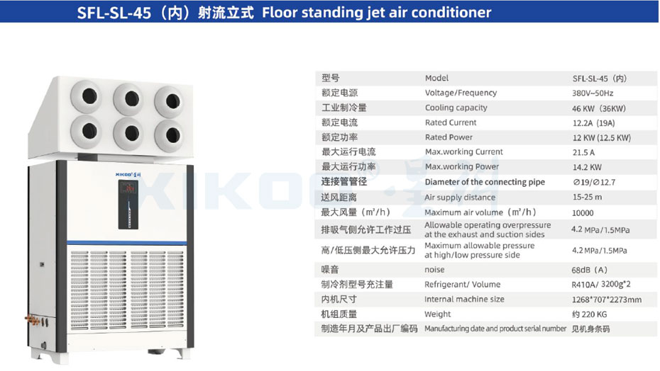 星科工業蒸發式冷凝空調SFL-SL-45（立柜射流空調）參數