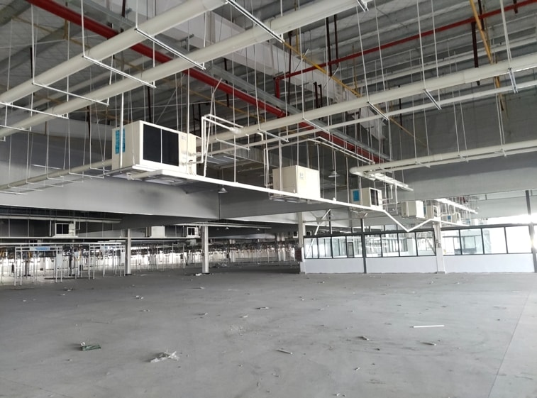 大型制衣廠車間降溫安裝工業省電空調