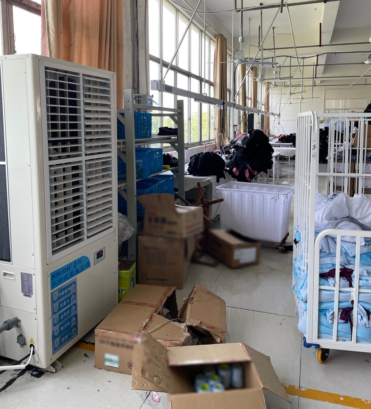 服裝廠生產車間空調選蒸發冷省電空調-立式雙風口軸流機