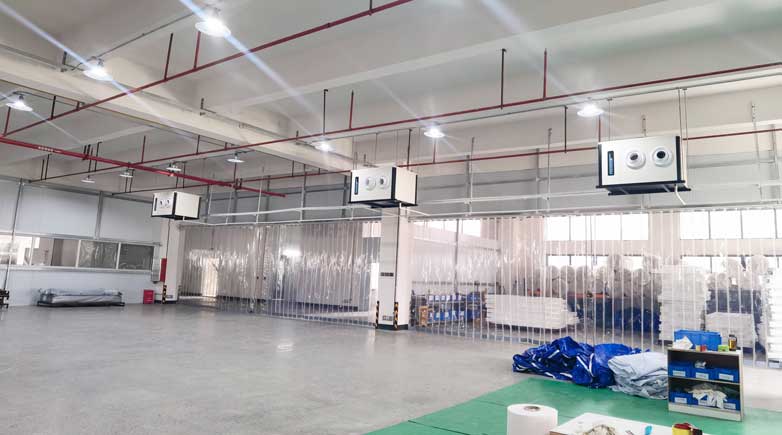 紡織廠生產(chǎn)車間整體制冷降溫，應(yīng)用蒸發(fā)冷省電空調(diào)- 臥式射流機